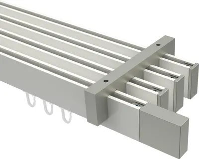 Produktbild von Interdeco Innenlaufstange / Gardinenstange mit Innenlauf Weiß / Edelstahl-Optik, Typ Smartline Lox (Quader), 14x35 mm 4-läufig, 400 cm