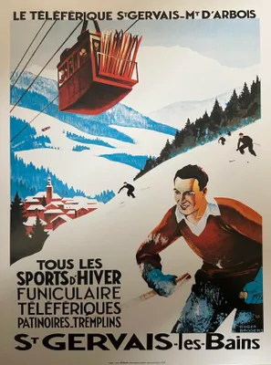 Obrázok produktu pre Saint-Gervais-Les-Bains – Lanovka Mont d'Artois – plagát 30 x 40 cm