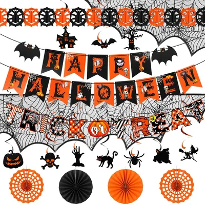 18-teiliges Halloween-Deko-Set: Girlanden, Banner & mehr
