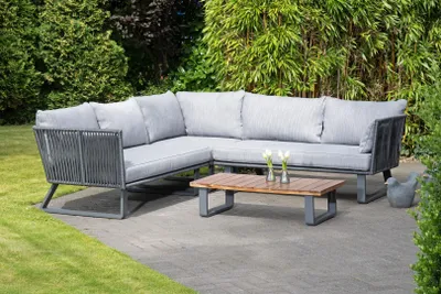 Produktbild von SunnySmart Poseidon Loungegruppe Sitzgruppe mit Tisch 2 Eckmodulen Ecksofa