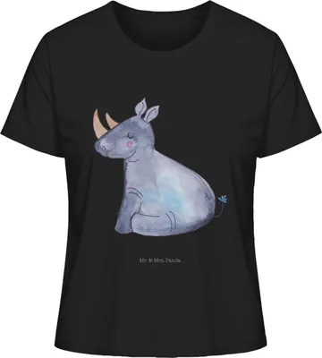 Produktbild von Mr. & Mrs. Panda Damen Kurzarmshirt Einhorn Nashorn Größe M - Schwarz - Geschenk, Glitzer, Baumwoll T-Shirt, Shirt, Basic, Rundhals, Nashörner, Unicorn, Mit Spruch, Zoo