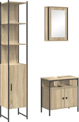 Image de vidaXL Ensemble de meubles de salle de bain avec étagère 3 pcs chêne Sonoma bois composite