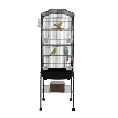 Zdjęcie produktu dla Klatki dla ptaków z kółkami 47*37*137,5 cm Klatka hodowlana dla papug (czarna)