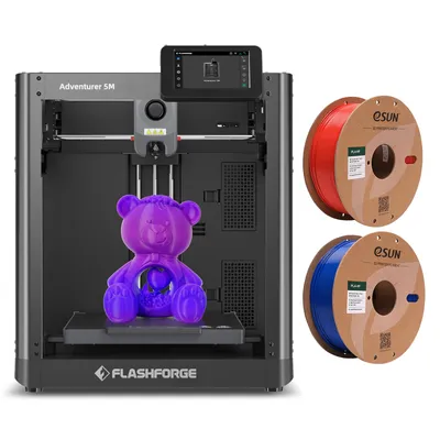 Produktbild von Flashforge Adventurer 5M 3D-Drucker, 600 mm/s Druckgeschwindigkeit, 220 x 220 x 220 mm Druckvolumen + 1KG Blau High Speed PLA-Filament+ 1KG Rot High Speed PLA-Filament