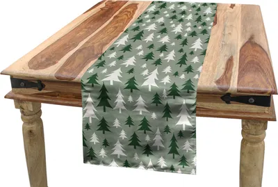Immagine prodotto di ABAKUHAUS Runner da tavola natalizio, pino ripetitivo, runner da tavola decorativo rettangolare per sala da pranzo e cucina, 40 x 180 cm, verde reseda