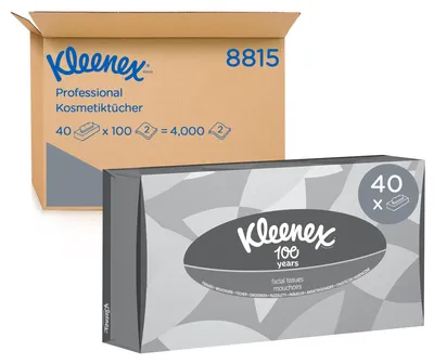 Produktbild von Kleenex Kosmetiktücher in Taschentücher Box, 2-lagige weiße Kosmetiktücher, mit