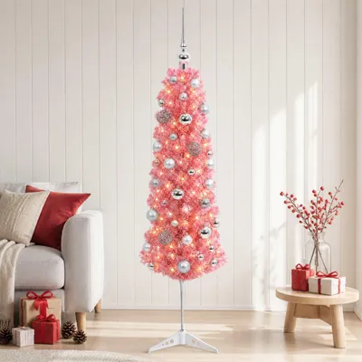 Image de Arbre de Noël artificiel, fin, avec boules de Noël, 150 cm