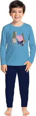 Produktbild von Peppa Wutz Schlafanzug für Jungen - George's adventures Pyjama lang Kinder Oberteil und Hose Blau 110-116