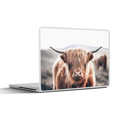 Produktbild von MuchoWow® Laptop Aufkleber Sticker Cover Schottischer Highlander - Berg - Hoorn 32.5x23.5 cm - Sticker für Laptop - Selbstklebend