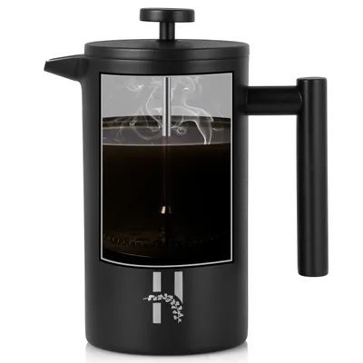 Produktbild von Hanamura French Press - Thermo Kaffeebereiter - Doppelwandig - 1L - Doppelwandig - Schwarz