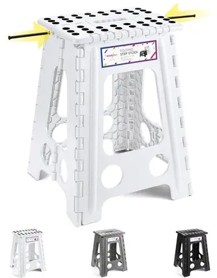 Productafbeelding van 46 cm Opvouwbare Kruk - Witte Opvouwbare Opstapkruk Opstapkruk Draagbare Opvouwbare Opstapkruk Opvouwbare Kruk Badkamer Klapstoel, Wit