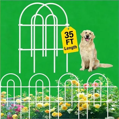 Gartenzaun 61 cm x 10,7 m, klappbar, weiß, Eisen, rostfrei