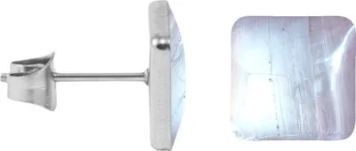 Produktbild von Chirurgenstahl Ohrstecker Perlmutt Quadrat Farbe - Helles Rosa