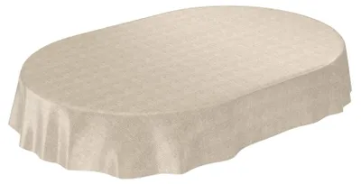 Produktbild von Ovale Tischdecke aus geölter Baumwolle, beige Leinenoptik, 200 x 140 cm