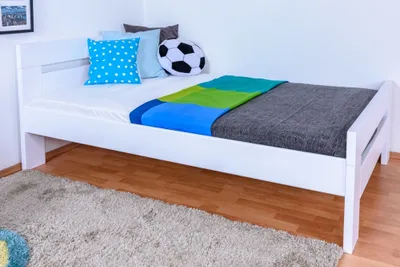 Produktbild von Jugendbett "Easy Premium Line" K6, 120 x 200 cm Buche Vollholz massiv weiß lackiert