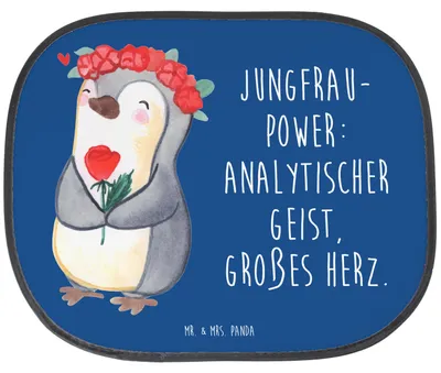 Produktbild von Mr. & Mrs. Panda Sonnenschutz Auto Jungfrau Astrologie - Sternenhimmel Blau - Geschenk, Tierkreiszeichen, Geburtstagsgeschenk, Sternzeichen, autofenster, Sonnenblende