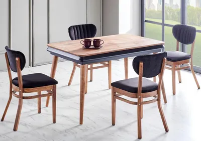 Immagine prodotto di Set sala da pranzo 5 pezzi tavolo da pranzo 4x sedie design moderno nero set