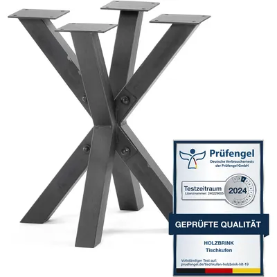 Image de HOLZBRINK Pied de table Spider (mikado) | Pieds de table massifs en métal Acier Brut pour table basse, table à manger, bureau, table de conférence | 1 pied 40x40 cm | Hauteur 43 cm
