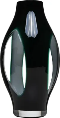 Produktbild von INNA-Glas Glas Vase Prospero mit Sichtfenstern, grün-klar, 30 cm, Ø 16 cm - Farbige Vase
