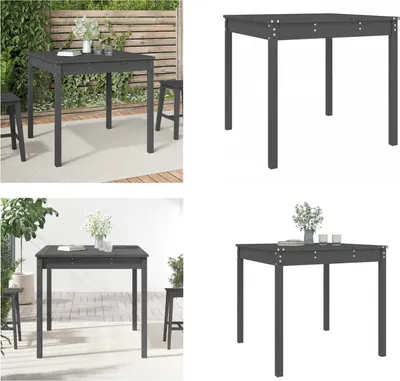 Zdjęcie produktu dla vidaXL Stół ogrodowy szary 82,5x82,5x76 cm lite drewno sosnowe - Stół ogrodowy - Stoły ogrodowe - Stół na zewnątrz - Stół na patio