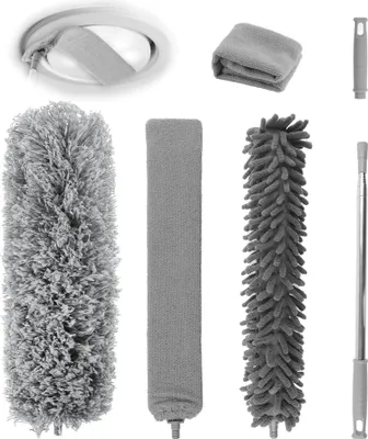 Produktbild von Staubwedel Teleskop Set, 6er Staubwischer Lang Mikrofaser 250cm Grau