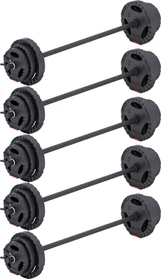 Produktbild von GORILLA SPORTS® Aerobic Langhantel - 130 cm, 5-er Set, mit Gewichte 10 x 1,25kg, 10 x 2,5kg, 10 x 5kg, 30mm, mit Federverschlüsse, Kunststoff, Schwarz - Langhantelstange, Hantelstange, Krafttraining