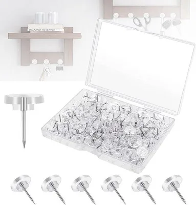 Produktbild von Transparante punaises voor prikbord - 50 rijstdoelen - 16 mm platte kop - Dekorationszubehör