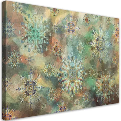 Produktbild von Leinwandbild stern-mosaik 90x60 cm Feeby grün wandbild bereit zum aufhängen