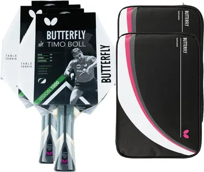 Produktbild von Butterfly 2x Timo Boll Vision 1000 Tischtennisschläger + 2x Tischtennishülle Drive Case II