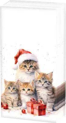Produktbild von Ambiente Papiertaschentücher Weihnachtskatzen 10 Stk 21x21 cm