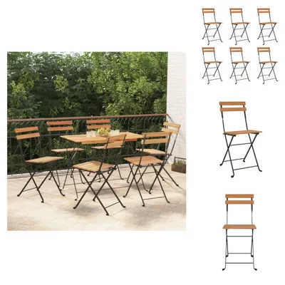 Produktbild von vidaXL Bistrostühle 6 Stk. Klappbar Massivholz Teak und Stahl -  Gartenstühle
