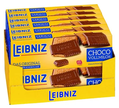 Image de Leibniz Choco Biscuits au beurre avec du chocolat croquant 125g paquet de 12