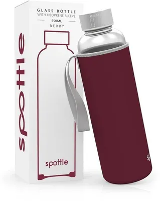 Productafbeelding van Solidchoice - Glazen Waterfles met Neopreen Cover 550ml