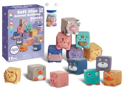 Productafbeelding van Woopie Baby Sensorische Blokken Knijppuzzel Dierengeluiden 12 St.