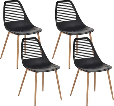 Obrázek produktu pro BELIANI Sada 4 jídelních židlí černá syntetický sedák kovové nohy moderní jednoduché minimalistické sezení