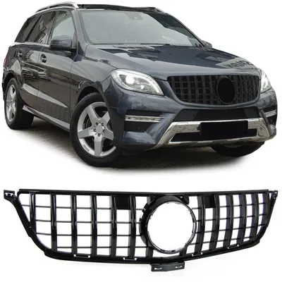 Sport Kühlergrill Schwarz Glanz passt für Mercedes ML W166 2011-2015 – Produktansicht