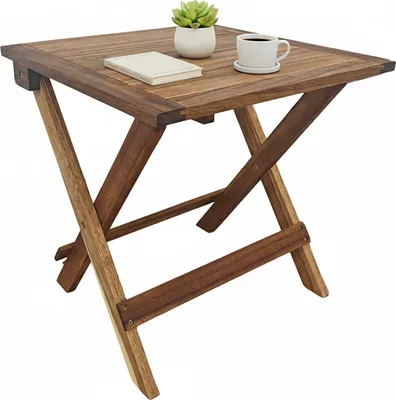 Produktbild von Relaxdays Klapptisch aus Akazienholz, für Wohnzimmer, Balkon & Terrasse, HBT: 46x46x46 cm Beistelltisch outdoor, braun