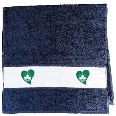 Produktbild von Huuraa Handtuch Macau Flagge Herz 50x100cm French Navy Baumwolle Handtuch Geschenkidee