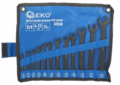 Obrázek produktu pro GEKO Klíče očkoploché 6-22mm, CrV-černé, sada 12ks G11260