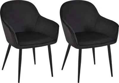 Produktbild von 2er Set Esszimmerstuhl Boise Samt schwarz