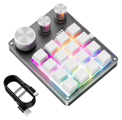 Obrázok produktu pre Prispôsobiteľná mechanická klávesnica, 16-tlačidlová podložka makier s RGB LED podsvietením