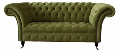 Produktbild von Sofa 2 Sitzer Couch Polster Sofa Stoff Chesterfield Couchen Grün Neu