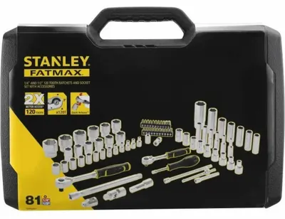Produktbild von STANLEY FATMAX 1/2 + 1/4 Zoll Steckschlüssel Set, 81-teilig