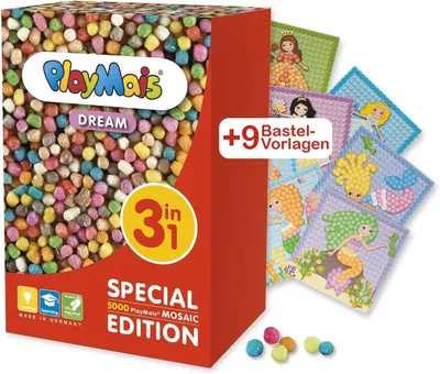Produktbild von Playmais Dream 3in1 Baselset + Vorlagen 2.300 Teile 5+ Motorik Kreativset