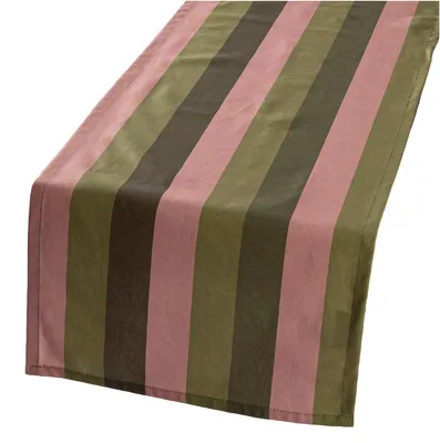 Produktbild von Tischläufer Streifen rosa grün braun 40x160cm von SCHÖNER LEBEN.