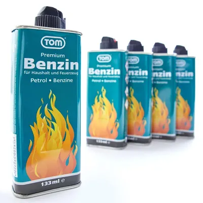 Produktbild von Feuerzeugbenzin Reinigungsbenzin SET 5 x 133 ml | TOM LF-133 | Hohe Reinheit | Universell einsetzbar