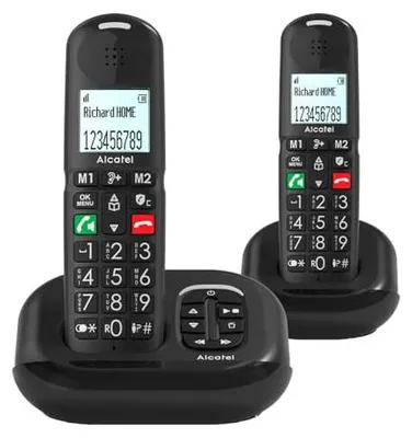 Image de Alcatel XL685 Voice Duo Téléphone Sans Fil DECT Senior Noir avec Répondeur - 2 Combinés, Grand Écran, Grosses Touches, Audio Boost, Blocage d’Appels, Compatible Aides Auditives