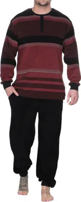 Immagine prodotto di Pigiama da uomo Normann in spugna con polsini a righe - anche in versione plus size ; rosso , 48