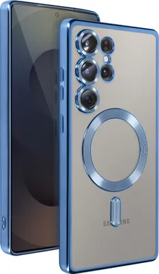 Zdjęcie produktu dla Avizar, silikonowe etui MagSafe do Samsung S25 Ultra z chromowaną ramką, jasnoniebieskie