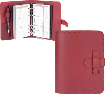 Produktbild von Ruitertassen Terminplaner A6 (16x20cm) Leder rot Terminkalender mit Systemeinlage und Kalender 1 Woche auf 2 Seiten